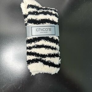 NWT Chico's Zebra Striped Black and Cream Cozy Socks
